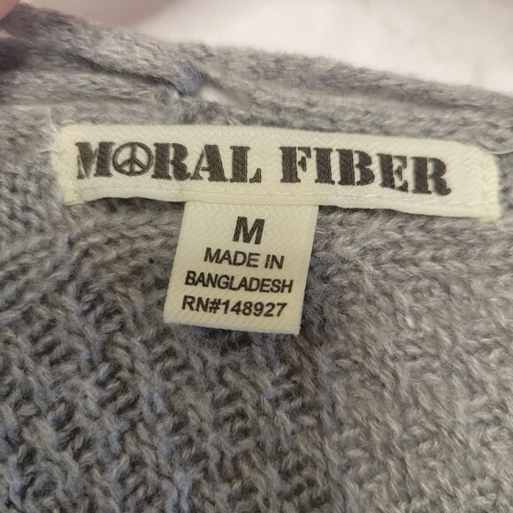 Moral Fiber gray knit open cardigan lattice detail back size medium - Picture 4 of 8